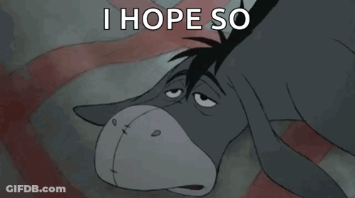 Eeyore From Winnie The Pooh Is Laying Down With His Eyes Closed And The Words " I Hope So " Above Him GIF