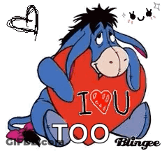 Eeyore Holding Heart Saying I Love You GIF