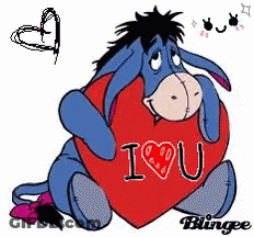 Eeyore Holding I Love You Heart GIF