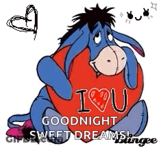 Eeyore Hugging Heart Saying Goodnight GIF