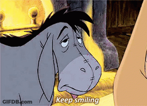 Eeyore Says Keep Smiling Looking Down GIF