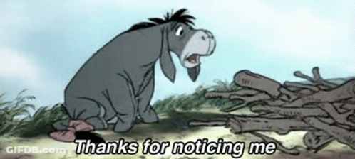 Eeyore Sitting On Logs Thanks For Noticing Me GIF