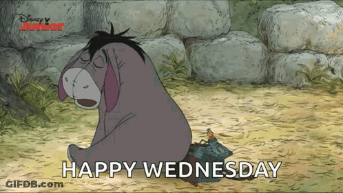 Eeyore Sitting On Rock Saying Happy Wednesday GIF