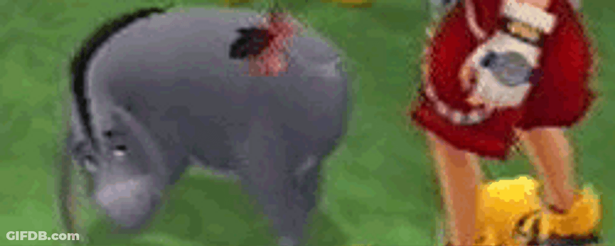 Eeyore Waving His Ribboned Tail GIF
