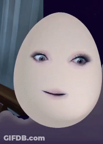 Egg With Face Looks Like Woman GIF