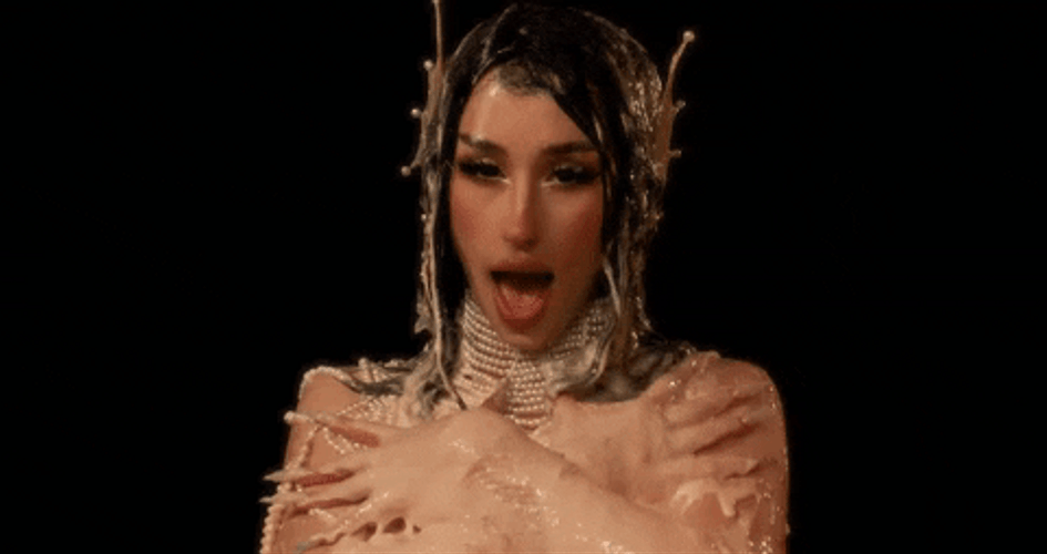 Egirl In Gold Dress GIF