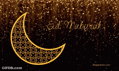 Eid Mubarak Greeting Card With Crescent Moon GIF