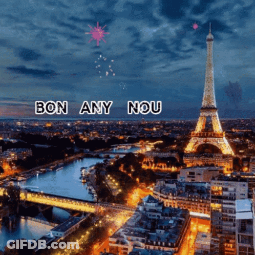 Eiffel Tower Lit Up At Night Bon Any Nou GIF