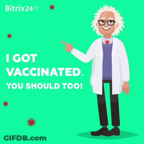 Einstein Cartoon Getting Vaccinated GIF