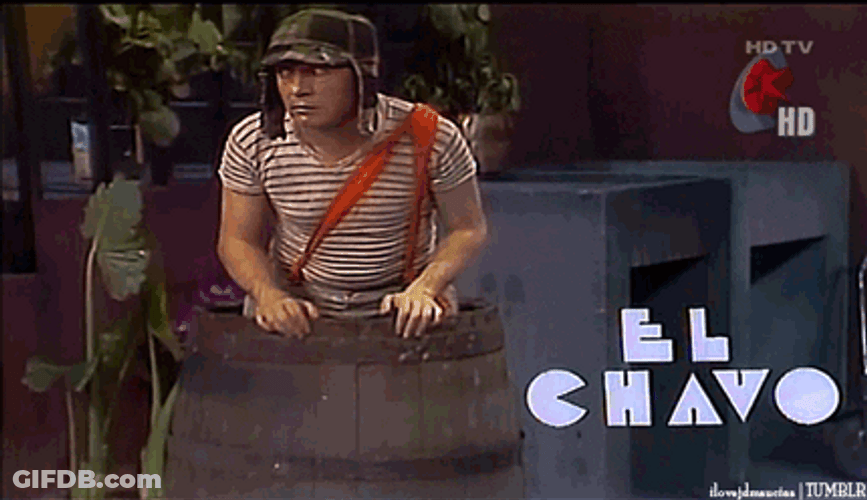 El Chavo Popping Out Of Barrel GIF