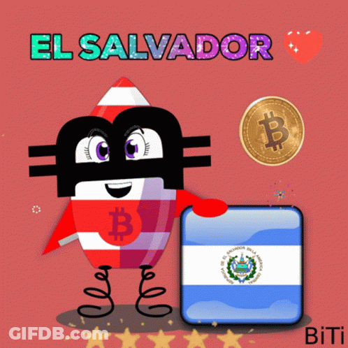 El Salvador Bitcoin Flag Cartoon GIF