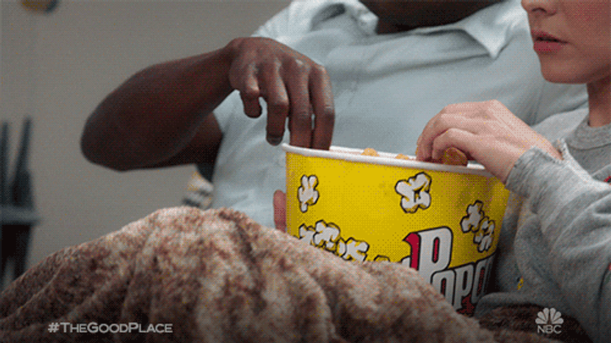 Elanor And Chidi Watching TV GIF