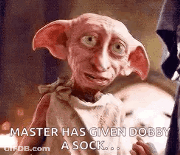 Elated Dobby For Receiving Sock GIF