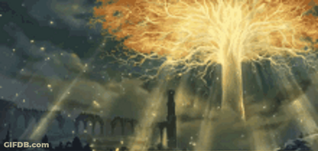 Elden Ring Erdtree Emitting Yellow Light GIF