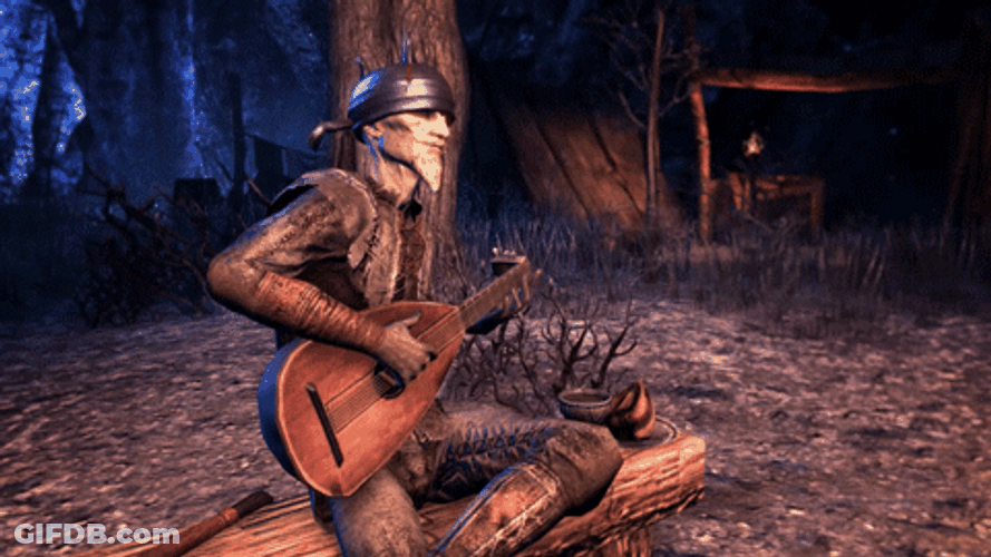Elder Scrolls Character Playing Lute GIF