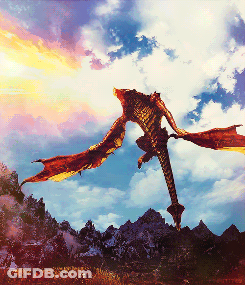 Elder Scrolls Dragon Breathing Fire GIF