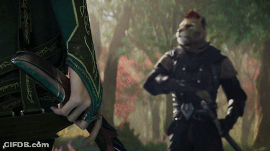 Elder Scrolls Khajiit And High Elf GIF