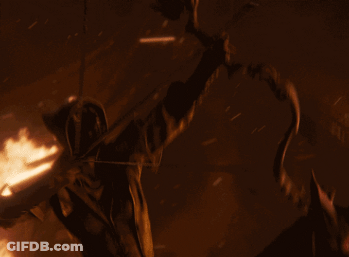 Elder Scrolls Khamira Striking Dragon With Arrow GIF