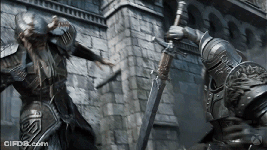 Elder Scrolls Nord Fighting Against Knight GIF
