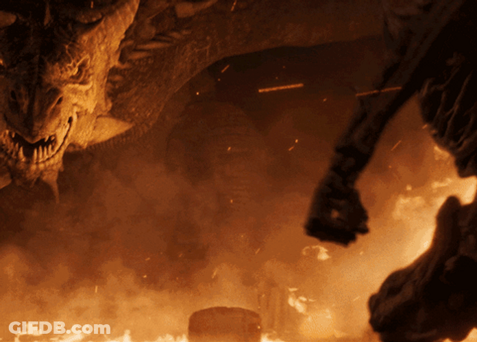 Elder Scrolls Skeleton Fighting Against Dragon GIF