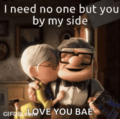Elderly Couple Kissing Love You Bae GIF