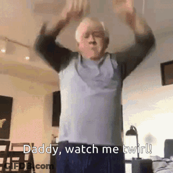 Elderly Man Dancing Says Daddy Watch Me Twirl GIF