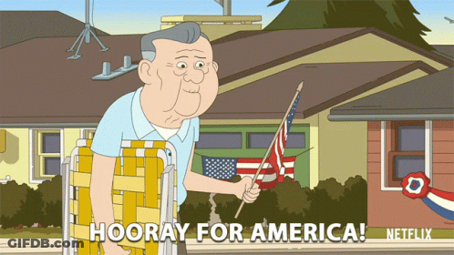 Elderly Man Holding American Flag Hooray For America GIF