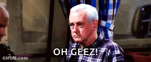 Elderly Man In Plaid Shirt Saying Oh Geez GIF
