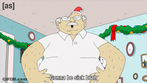 Elderly Man In Santa Hat Says Gonna Be Sick Brah GIF
