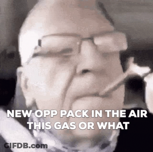 Elderly Man Smoking Says New Opp Pack In The Air GIF
