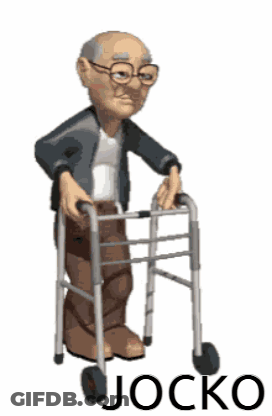 Elderly Man Using Walker With Jocko GIF