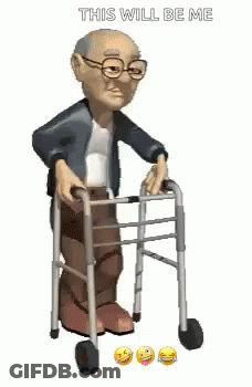 Elderly Man Using Wheeled Walker GIF