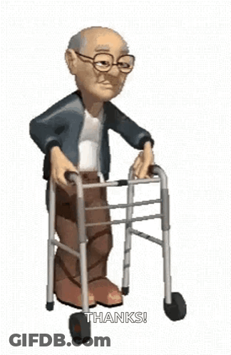 Elderly Man Walking With Walker Says Thanks GIF