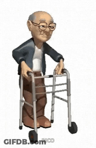 Elderly Man Walking With Walker GIF