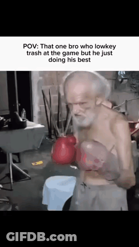 Elderly Man Wearing Boxing Gloves GIF