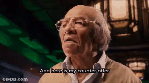 Elderly Man With Glasses Saying Counter Offer GIF