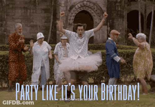 Elderly People Dancing Party Like Its Your Birthday GIF