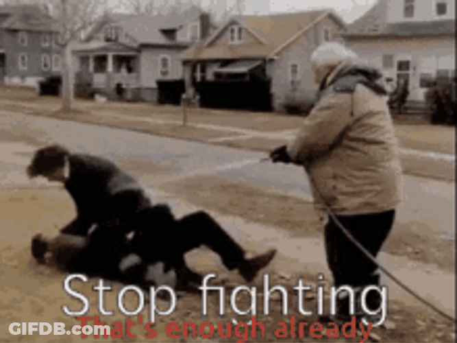 Elderly Stopping Fight With Water GIF