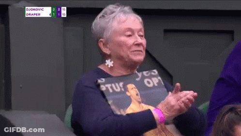 Elderly Woman Applauding Wearing Shirt Saying Yes Op GIF