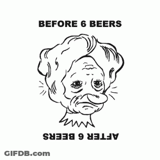 Elderly Woman Before 6 Beers And After 6 Beers GIF