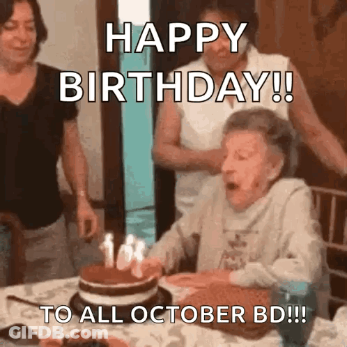 Elderly Woman Blowing Out Birthday Candles GIF