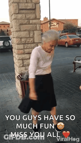 Elderly Woman Dancing Saying You Guys Have So Much Fun GIF