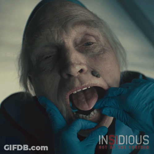 Elderly Woman Getting Teeth Examined In Insidious GIF