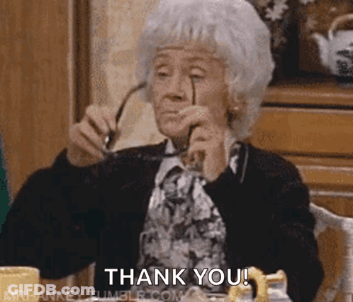 Elderly Woman Holding Glasses Saying Thank You GIF