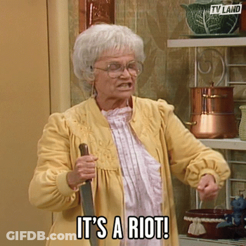 Elderly Woman Holding Knife It's A Riot GIF