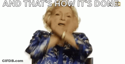 Elderly Woman In Blue Shirt Saying And That's How It's Done GIF