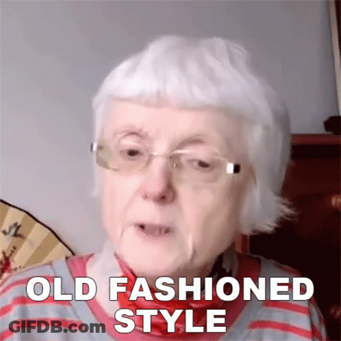 Elderly Woman In Striped Shirt Saying Old Fashioned Style GIF