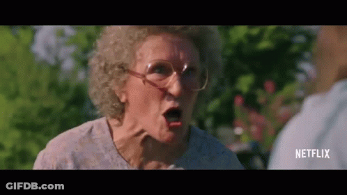 Elderly Woman Making Funny Face And Screaming GIF