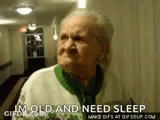 Elderly Woman Making Funny Face Saying Im Old And Need Sleep GIF