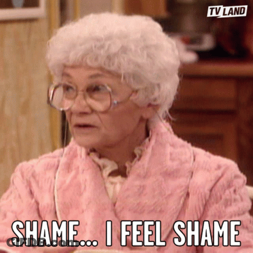 Elderly Woman Pink Robe Shame I Feel Shame GIF
